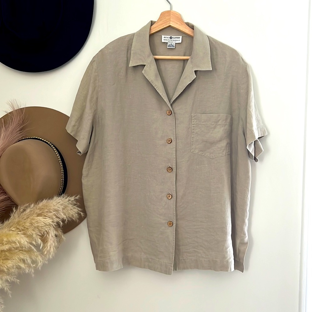 Real Clothes Saks Fifth Avenue Linen Shirt Size 1x